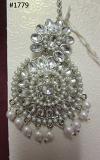 Tikka Indian Designer Maang Silver Stones Pearl Beads #3051779